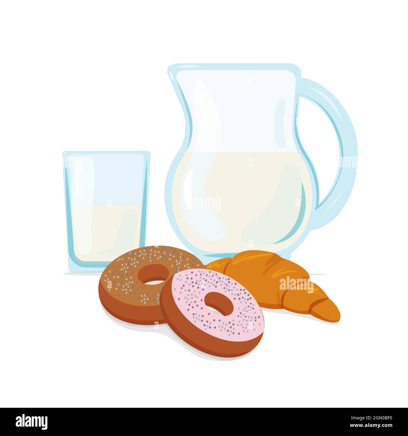 Gesundes und nahrhaftes Frühstück, Essen, Vektor-Illustration im flachen Stil Stock Vektor