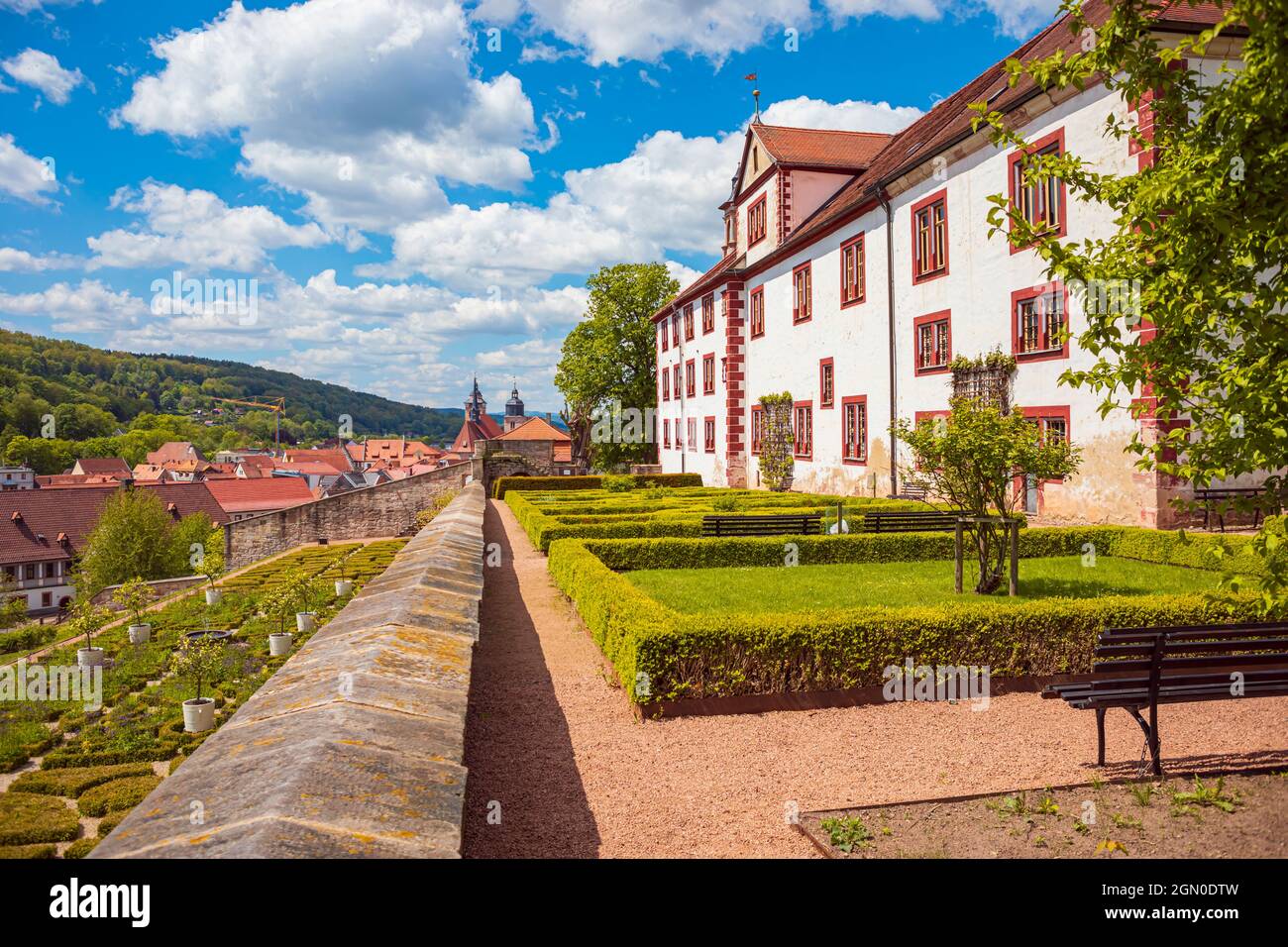 Schloss Wilhelmsburg mit angeschlossenem Schlosspark und Gärten in Schmalkalden, Thüringen, Deutschland Stockfoto