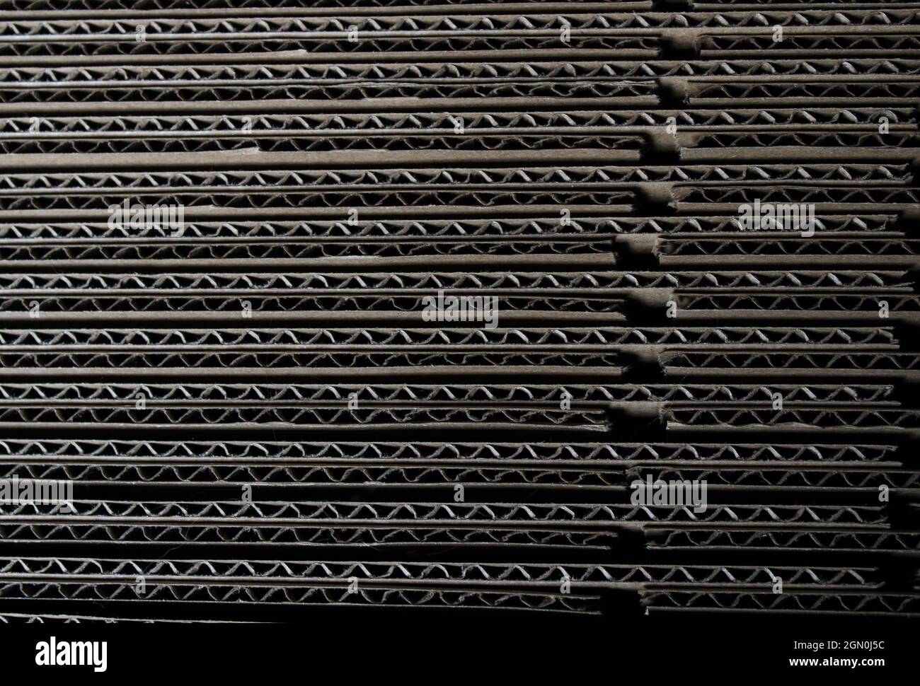 Ein Detail zu den Zeilen des Kartons Stockfoto
