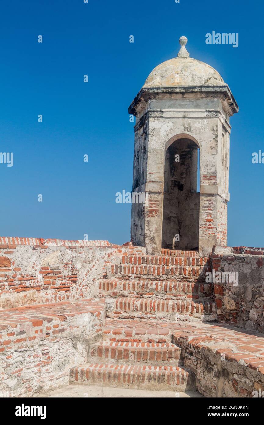 Schloss Castillo de San Felipe de Barajas in Cartagena de Indias, Kolumbien. Stockfoto