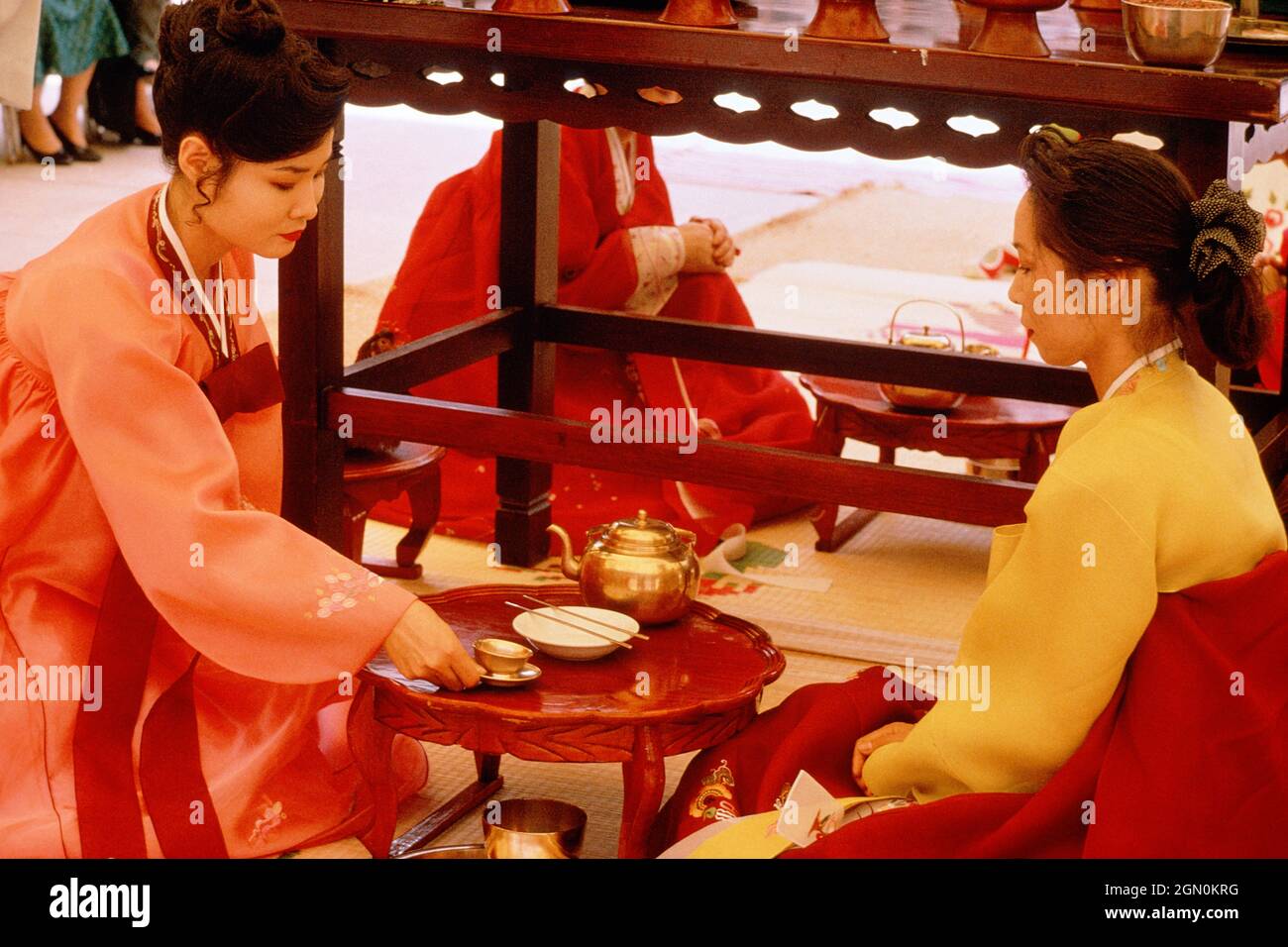 Südkorea. Seoul. Traditionelle Teezeremonie. Stockfoto