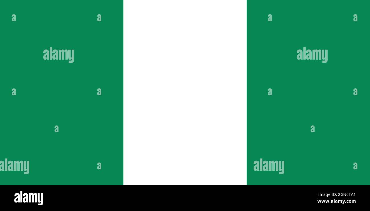 Nationalflagge der Bundesrepublik Nigeria Originalgröße und Farben Vektorgrafik, Flagge von Nigeria entworfen von Michael Taiwo Akinkunmi Stock Vektor