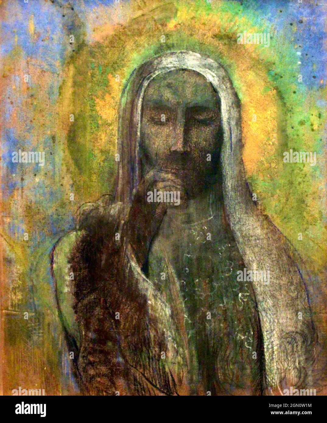 Odilon Redon Kunstwerk - Le Christ du Silence - der Christus der Stille - Pastellmalerei - 1890 - 1907 Stockfoto