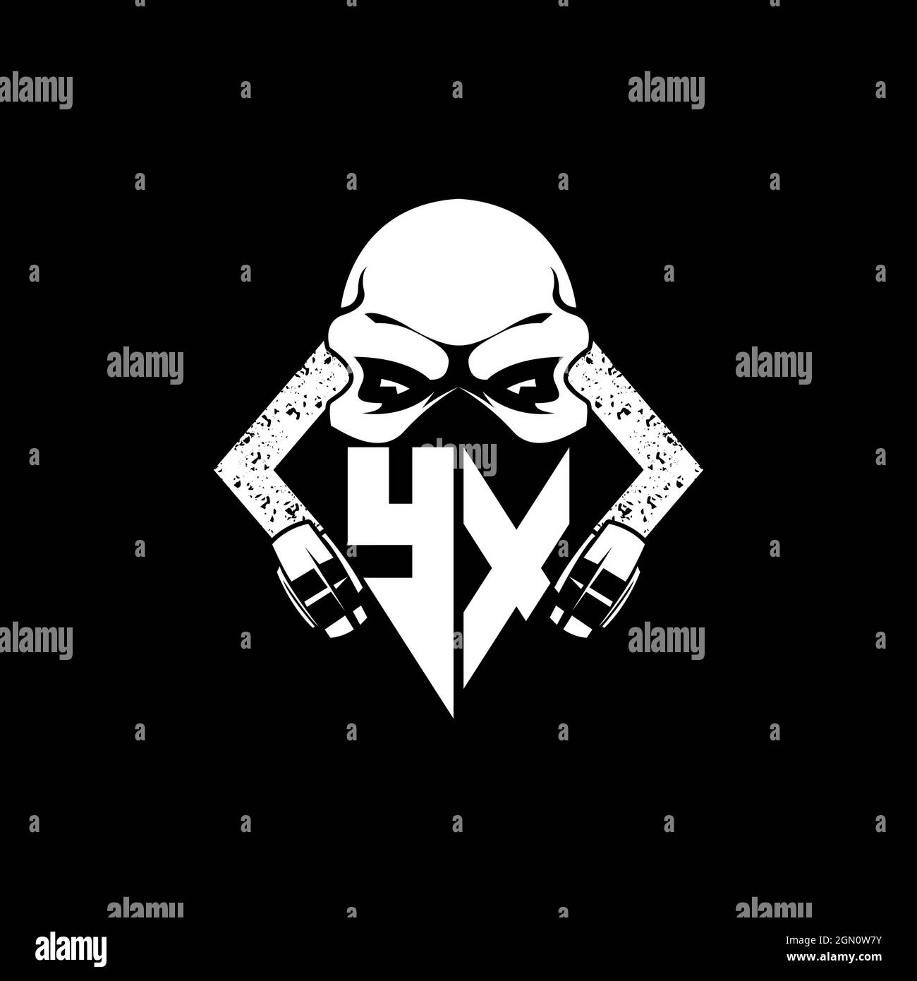 YX Monogram eSport Gaming mit Skull Maske Shape Style Vektor Stock Vektor