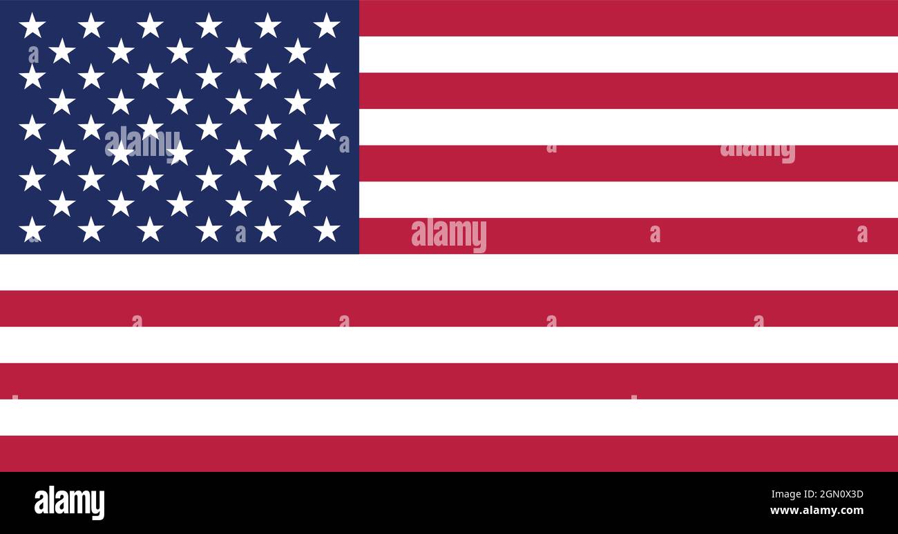 Nationalflagge der Vereinigten Staaten von Amerika Originalgröße und Farben Vektorgrafik, amerikanische oder US-Flagge, USA-Flagge Stock Vektor