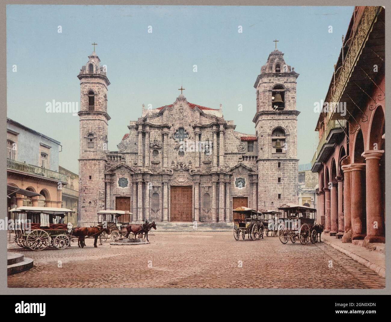 Die Kathedrale von Havanna auf der Plaza de la Catedral. 1900, Havanna, Kuba Stockfoto