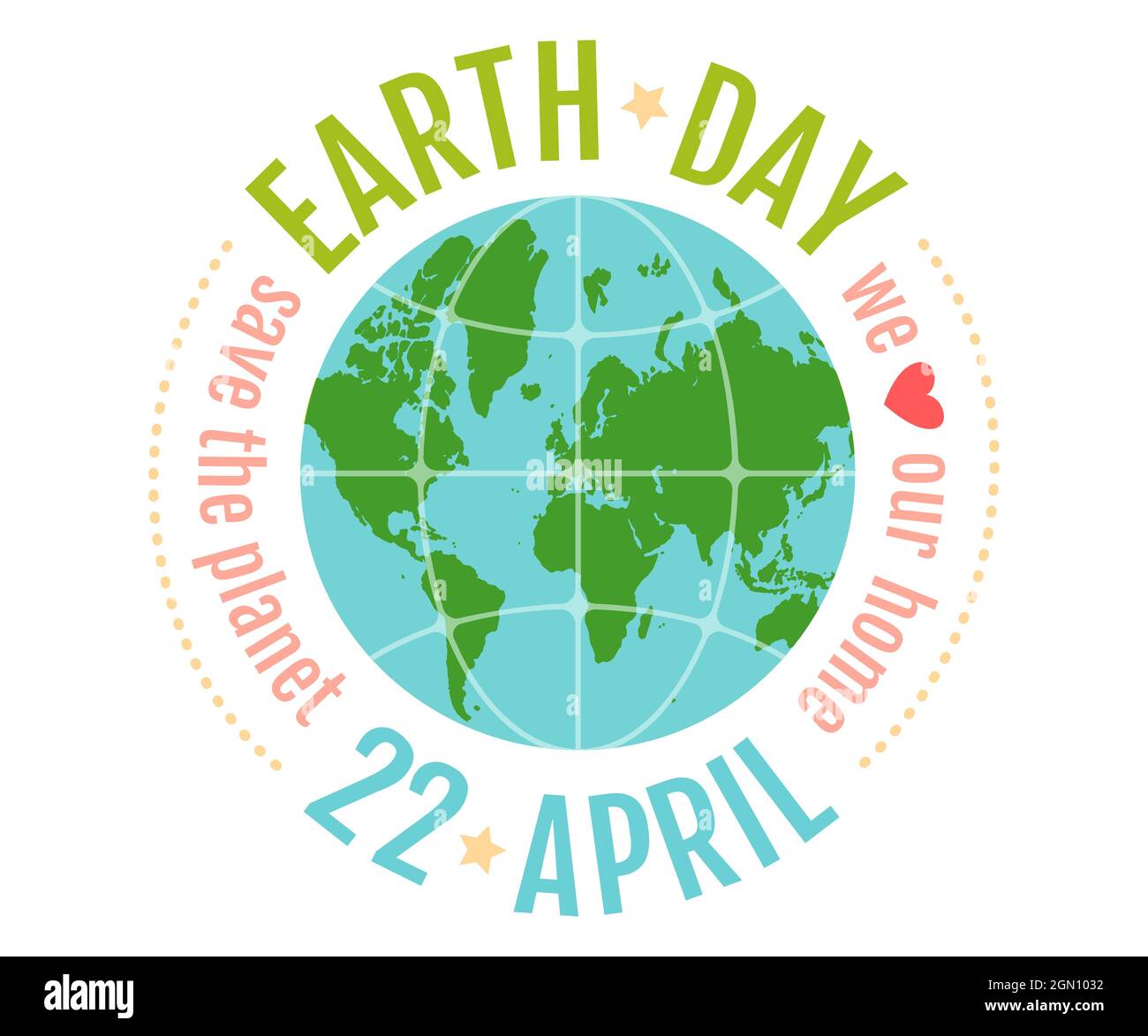 Vector Vintage Poster für den Tag der Erde. Tag der Erde 22 april. Wir lieben unseren Planeten. Stock Vektor
