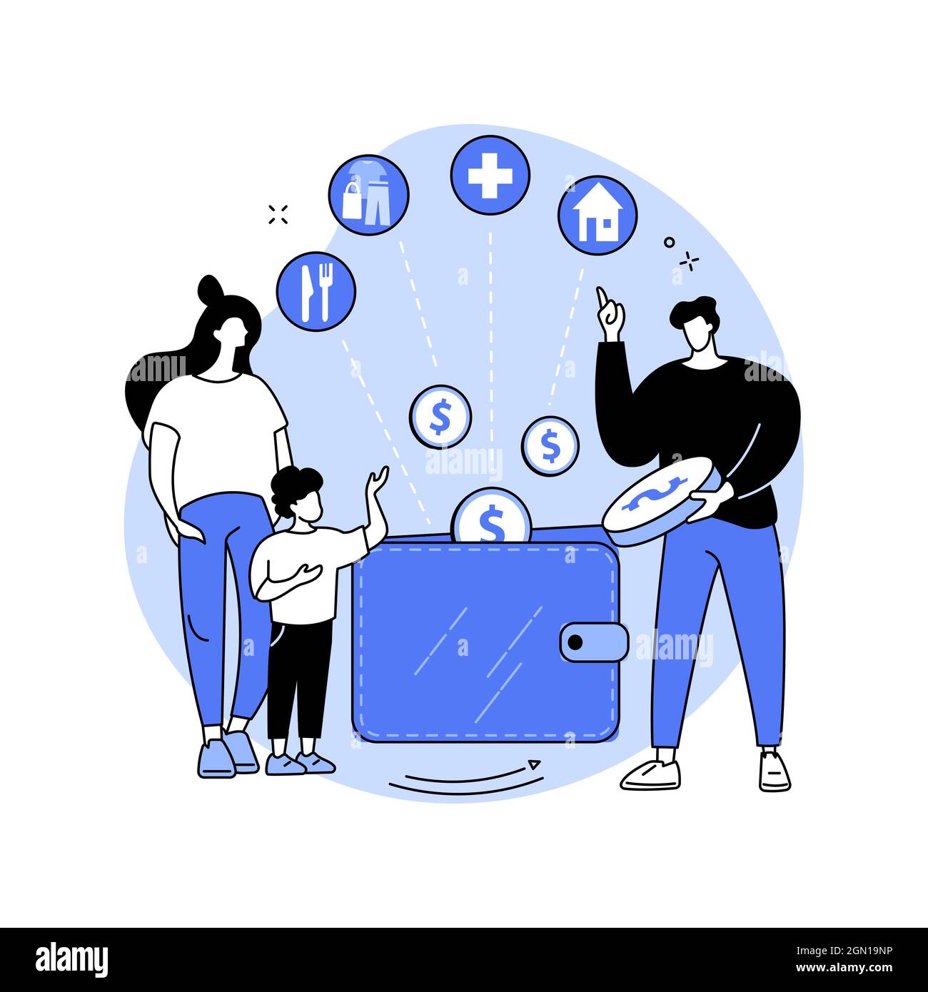 Familienbudget Planung abstraktes Konzept Vektor Illustration. Stock Vektor