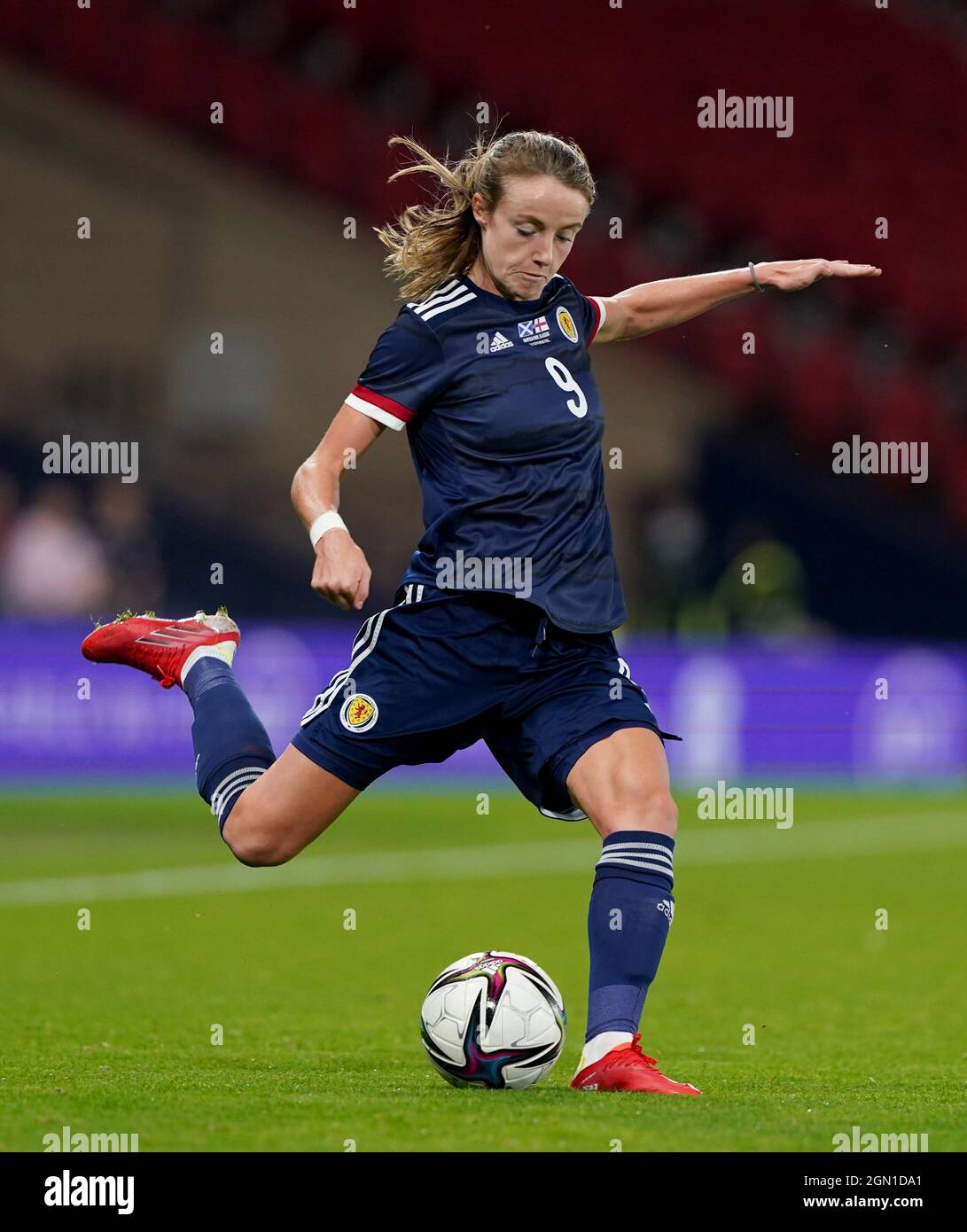 Die schottische Christy Grimshaw ist während des Qualifikationsspiel der FIFA Frauen-Weltmeisterschaft 2023 im Hampden Park, Glasgow, in Aktion. Bilddatum: Dienstag, 21. September 2021. Stockfoto