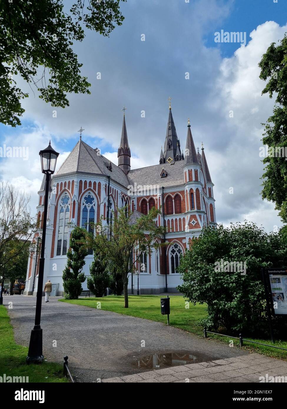 Schöne Aussicht auf Sofiakyrkan (Sofia Kirche) in Jonkoping Stadt, Schweden Stockfoto