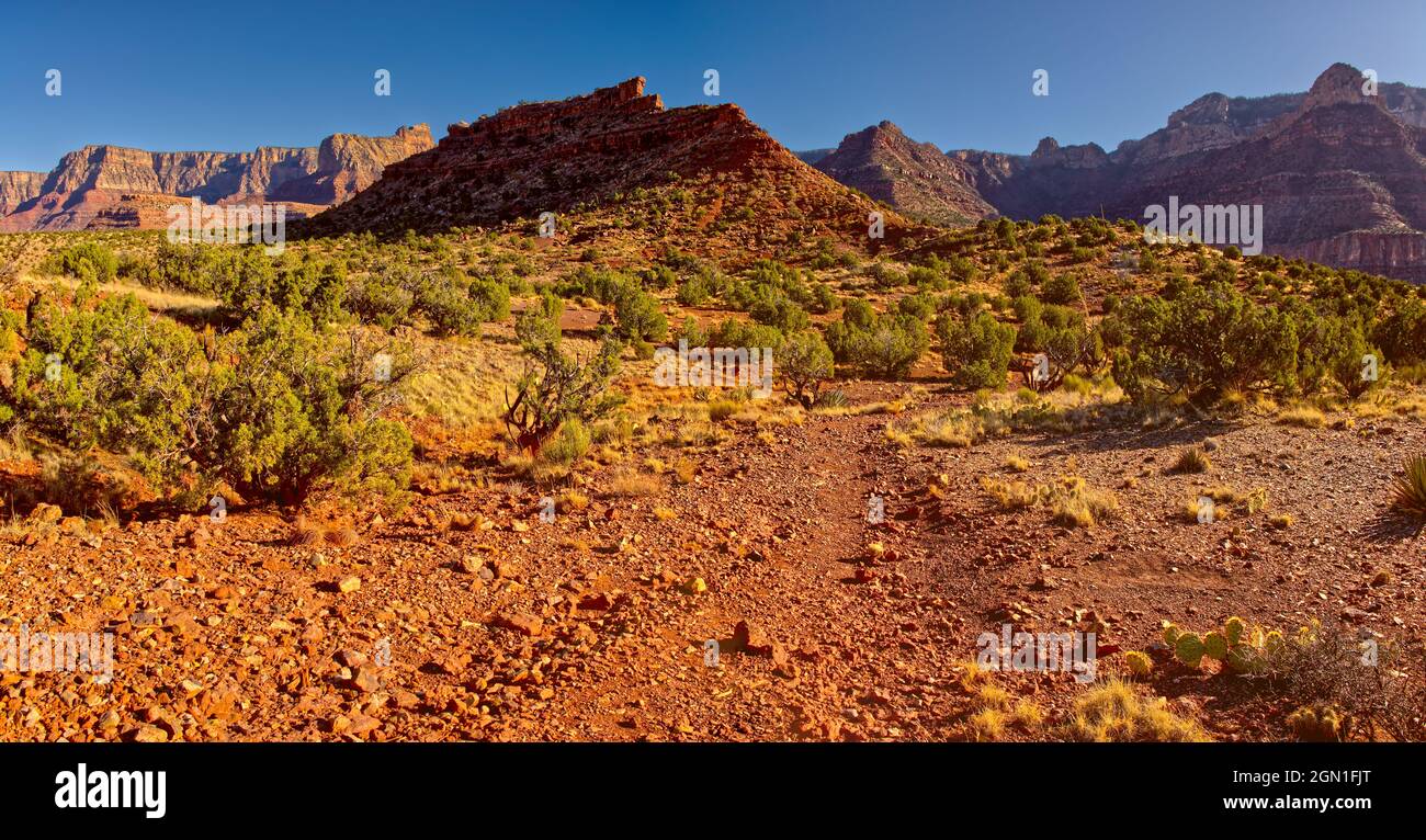 Blick auf den Horseshoe Ridge auf Horseshoe Mesa von der Nordseite des Grand Canyon. Der Dunst rechts im Hintergrund ist Rauch aus einer schwelenden Wildnis Stockfoto