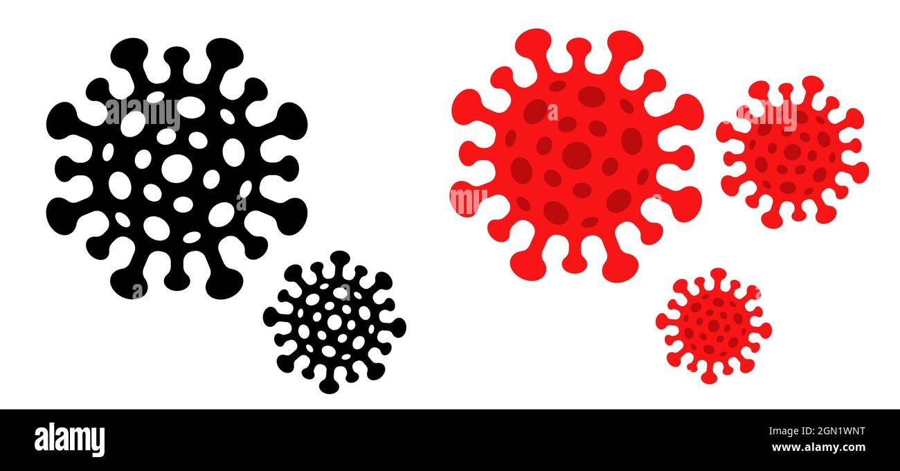 Vektor-Set-Symbole von Coronavirus. Vektordarstellung von Viren. Stoppen Sie das Coronavirus. Stock Vektor