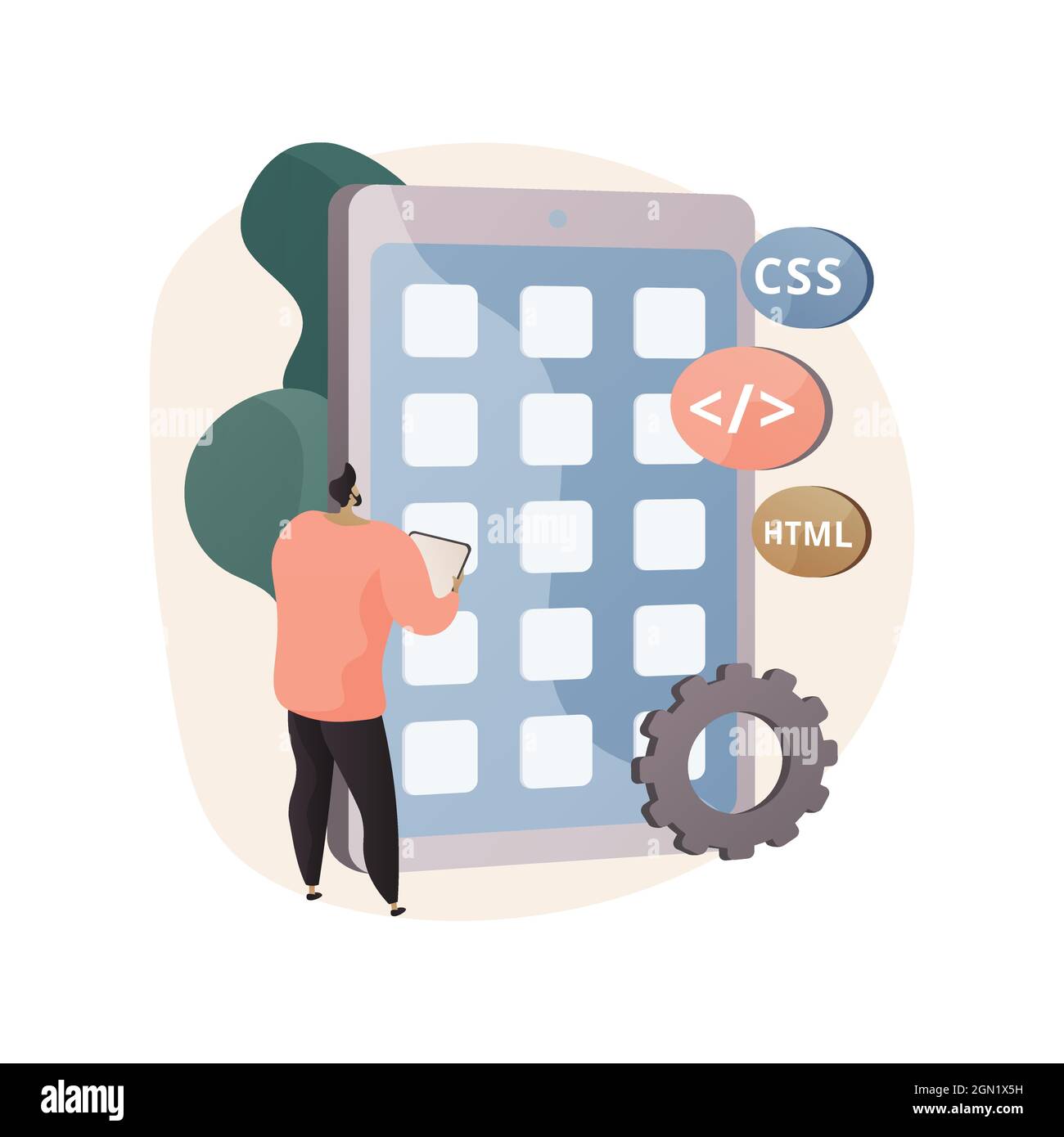 Hybride mobile App abstraktes Konzept Vektor Illustration. Stock Vektor