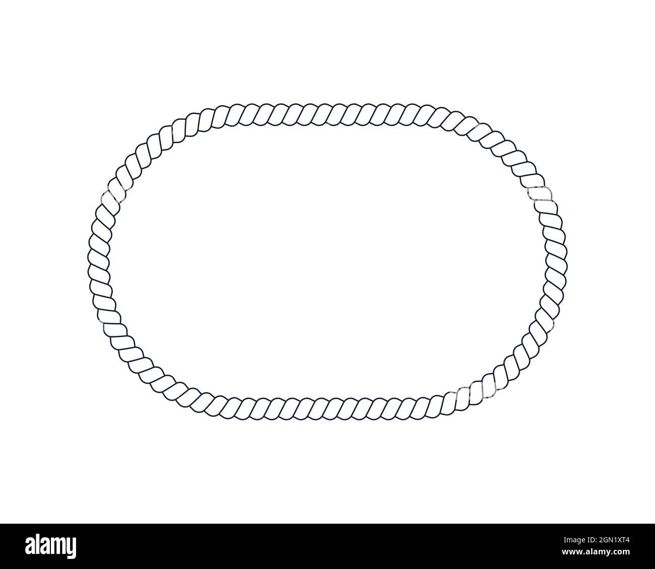 Seilrahmen in Rechteck mit abgerundeten Ecken Form für Foto oder Bild im Retro-Yacht-Stil. Maritimes Design-Element für den Druck. Nautische Dekoration. Vektordarstellung. Stock Vektor