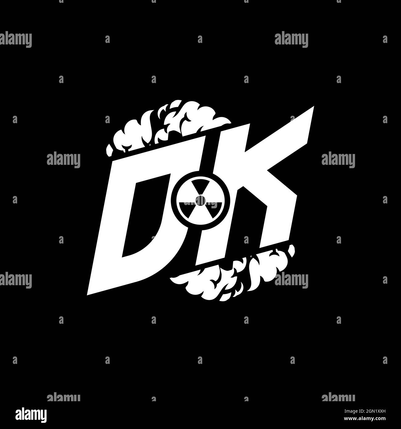 DK Initial eSport Monogramm mit Shape und Smoke Style Template Vektor Stock Vektor