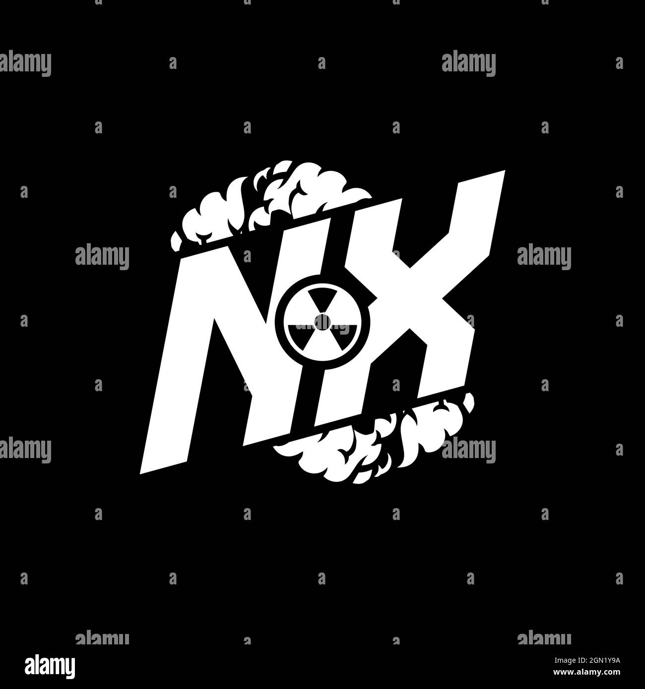 NX Initial eSport Monogramm mit Shape und Smoke Style Template Vektor Stock Vektor