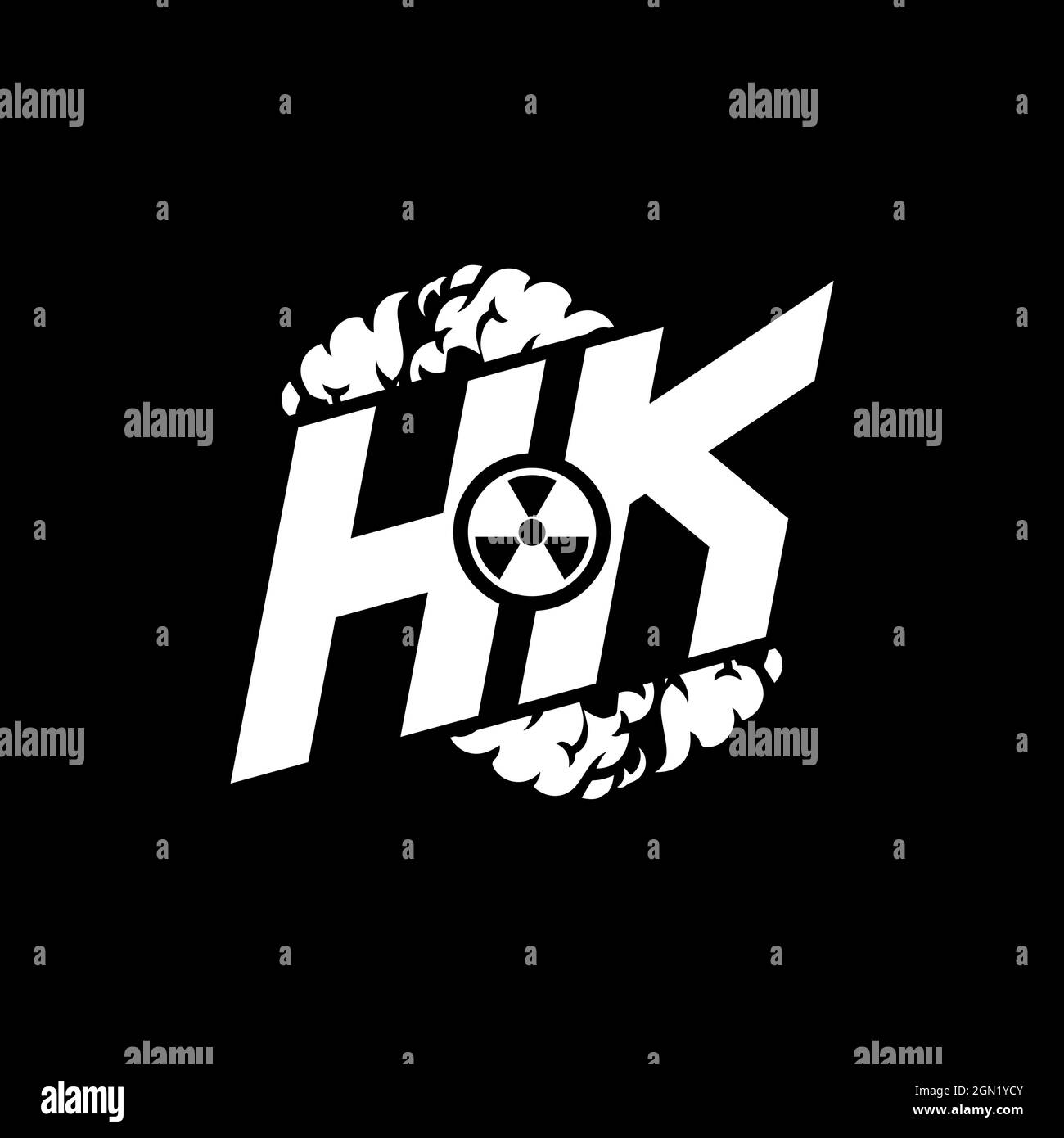 HK Initial eSport Monogramm mit Shape und Smoke Style Vorlage Vektor Stock Vektor