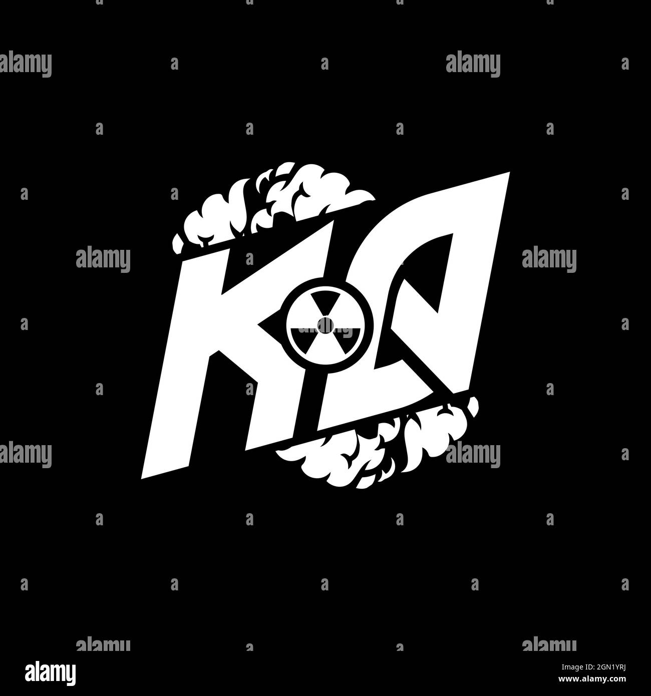 KQ Initial eSport Monogramm mit Shape und Smoke Style Vorlage Vektor Stock Vektor