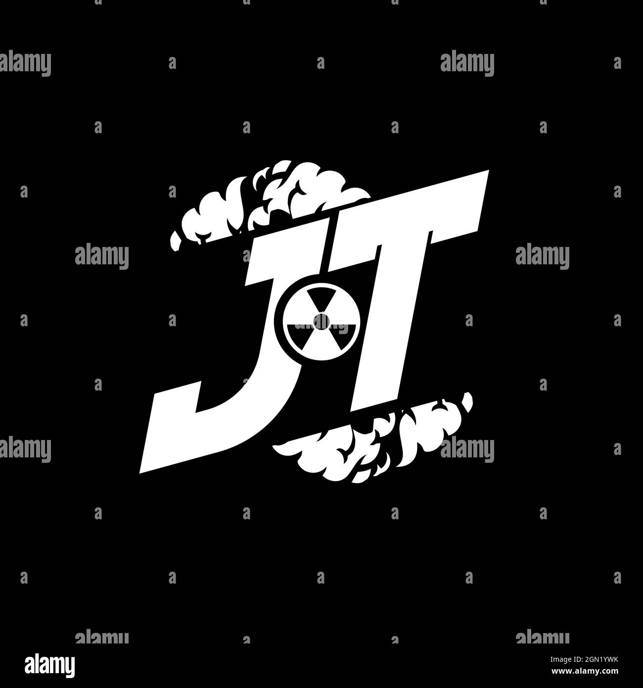 JT Initial eSport Monogramm mit Shape und Smoke Style Template Vektor Stock Vektor