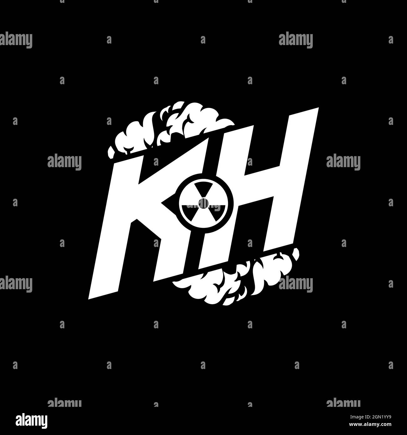 KH Initial eSport Monogramm mit Shape und Smoke Style Template Vektor Stock Vektor