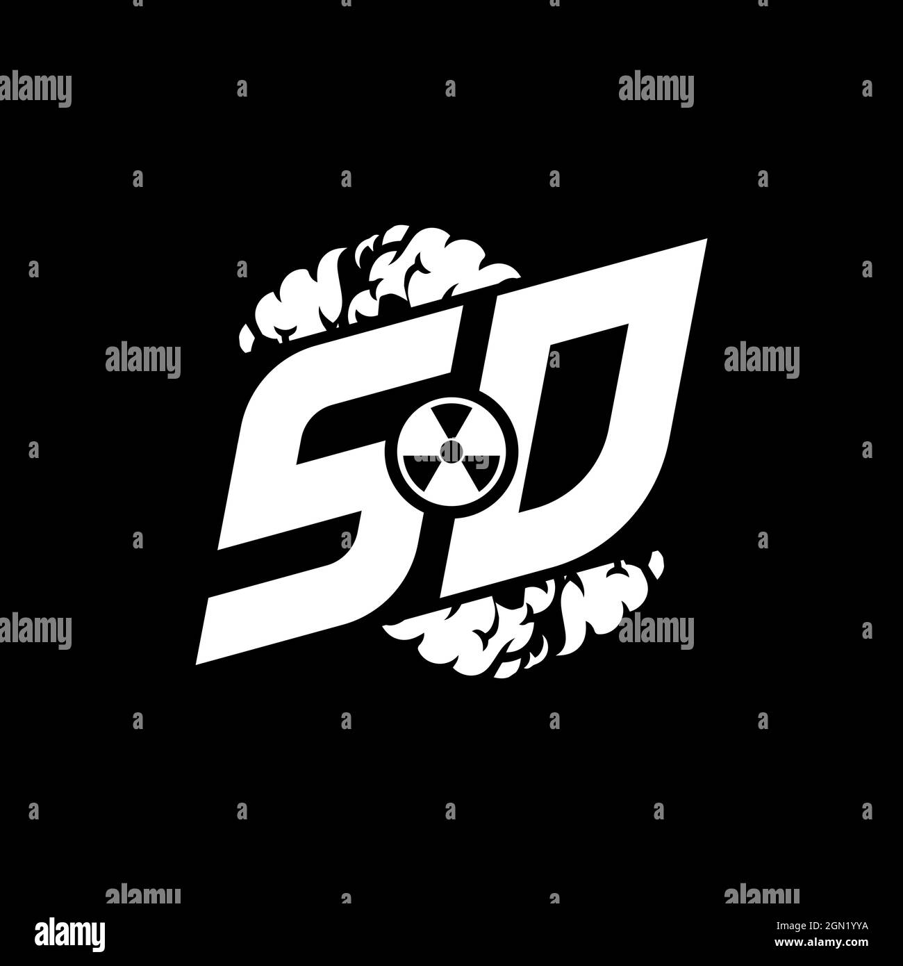 SD Initial eSport Monogramm mit Shape und Smoke Style Template Vektor Stock Vektor