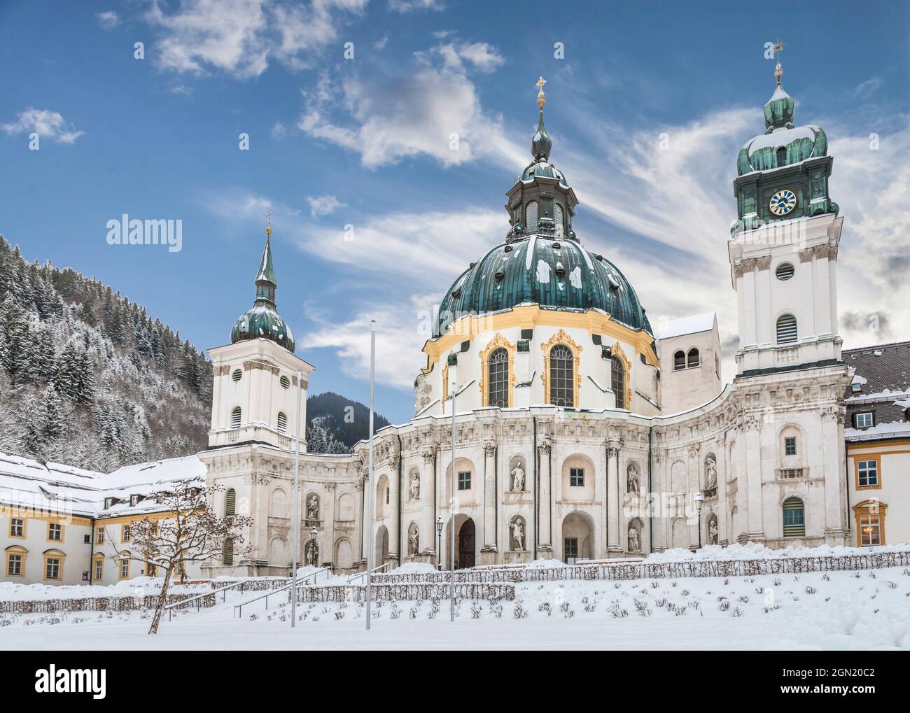 Basilika der Himmelfahrt der Benediktinerabtei Ettal, Ettal, Oberbayern, Bayern, Deutschland Stockfoto