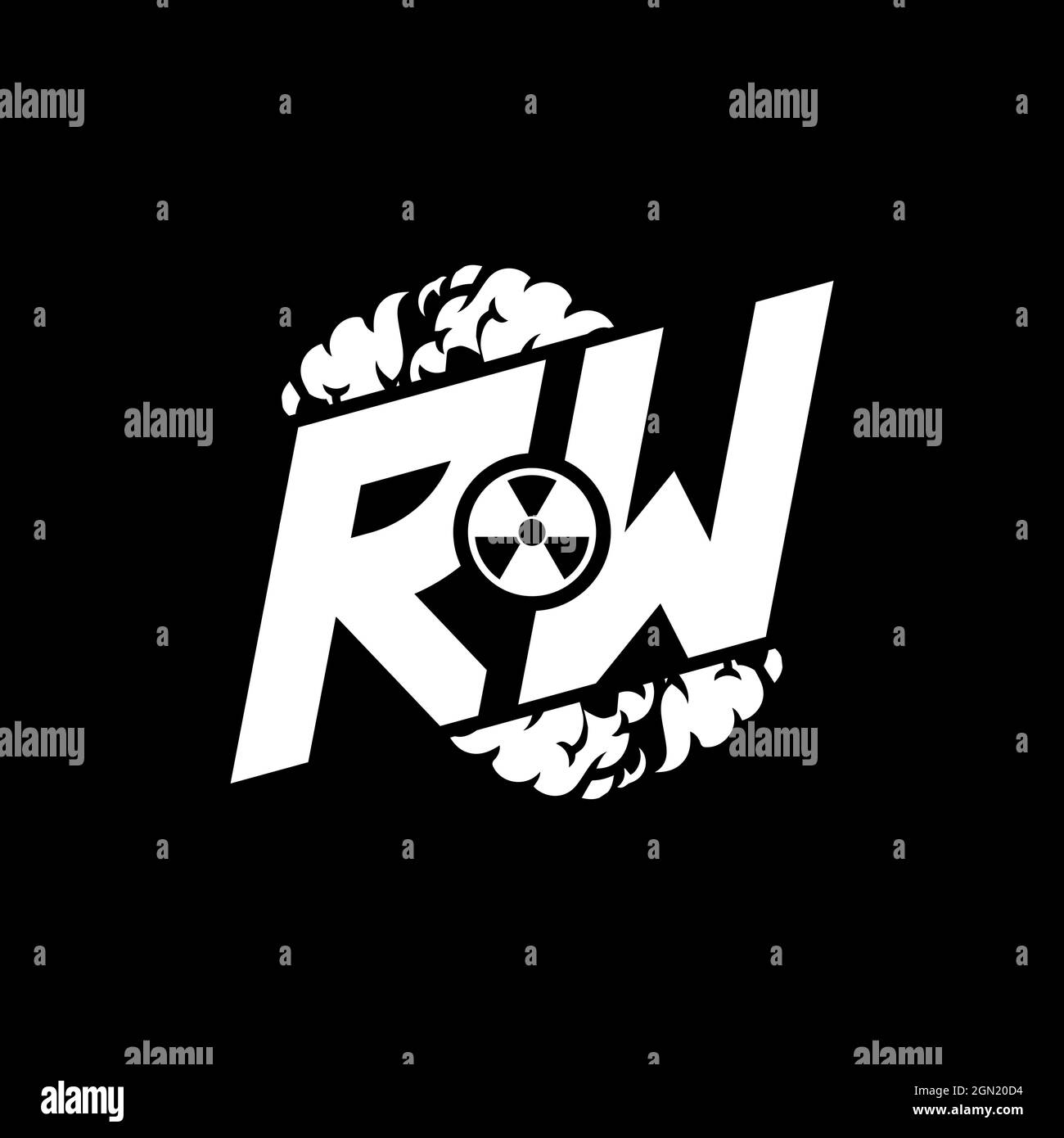 RW Initial eSport Monogramm mit Shape und Smoke Style Template Vektor Stock Vektor