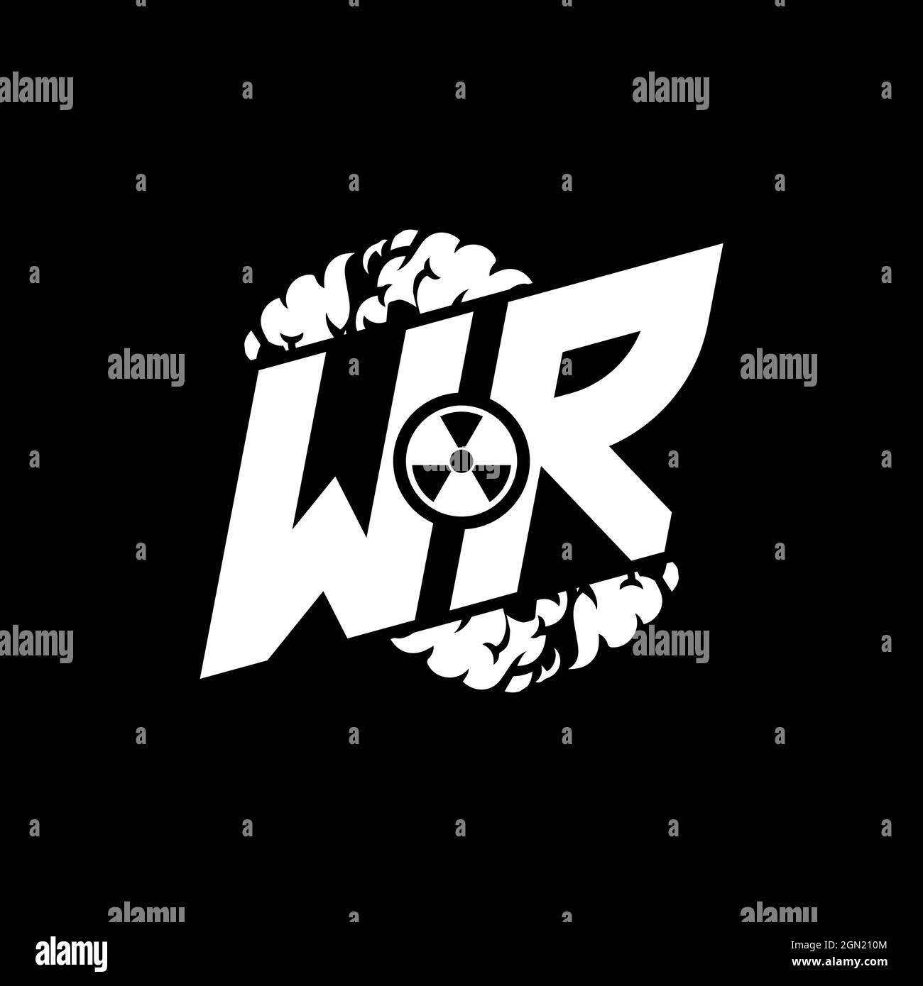 WR Initial eSport Monogramm mit Shape und Smoke Style Template Vektor Stock Vektor