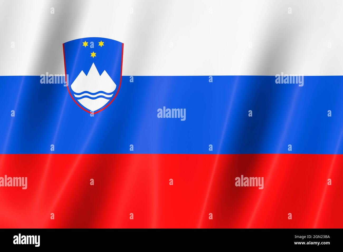 Slovenia Flagge von Seide-3D-Panoramabild Stockfoto