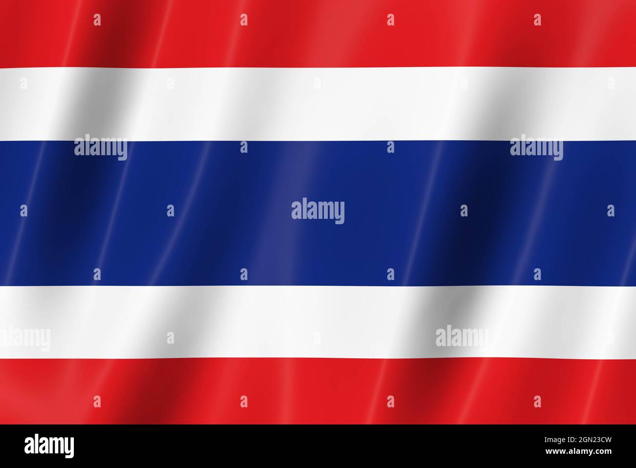 Thailand Flagge der Seide-3D-Panoramabild Stockfoto