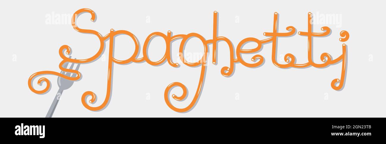 Wort SPAGHETTI stilisiert als ein stilvolles Logo - Vektor-Illustration Stock Vektor