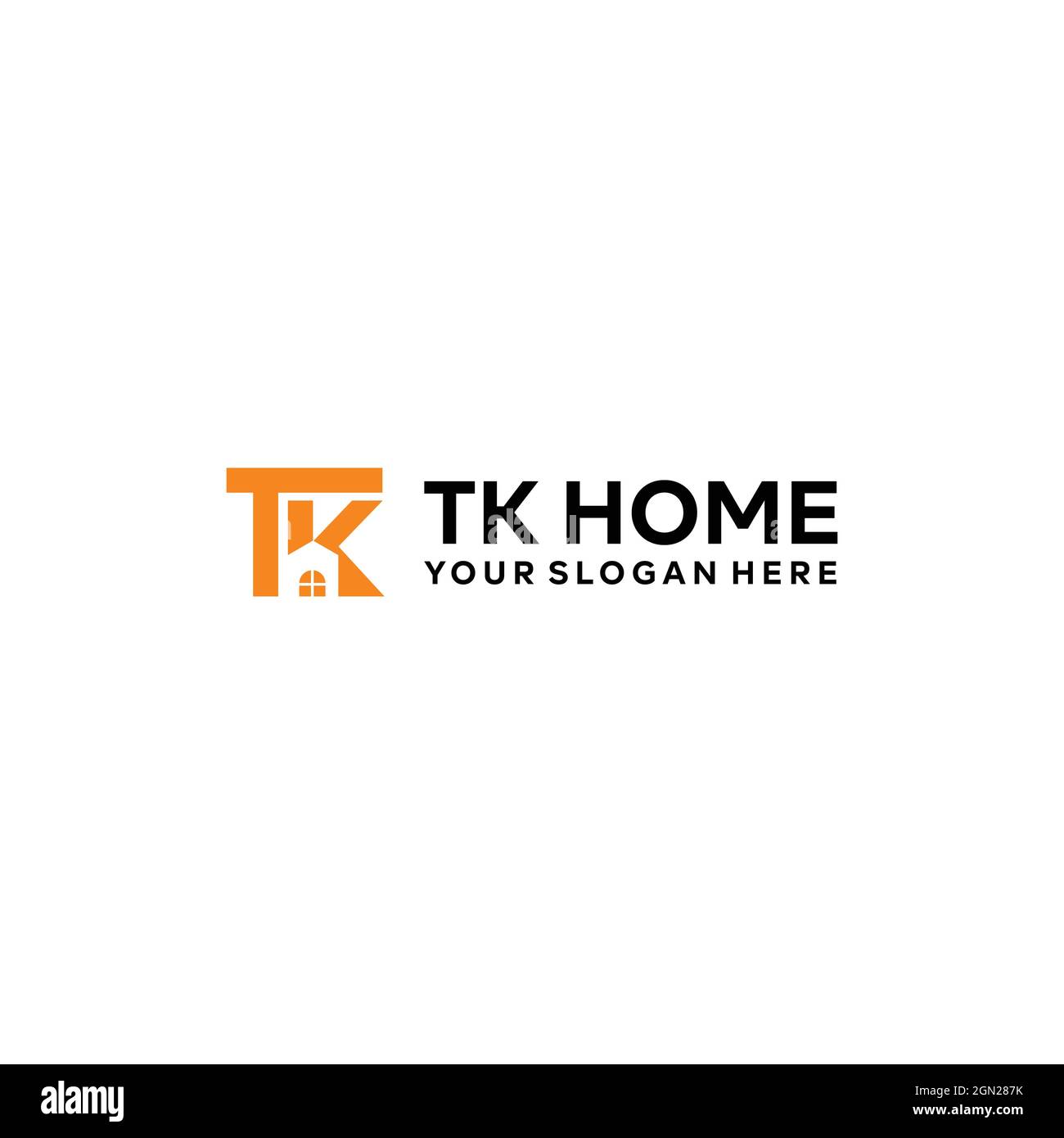 Flacher Briefmarke anfängliches TK-Fenster HOME Logo-Design Stock Vektor