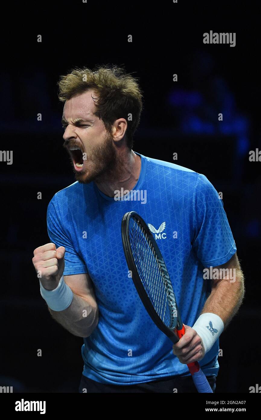 Metz, Frankreich, 21. September 2021. Andy Murray (GBR) bei seinem ersten Spiel am 21. September 2021 bei den Moselle Open in Les Arenas de Metz, Metz, FRANKREICH. Foto von Corinne Dubreuil/ABACAPRESS.COM Stockfoto