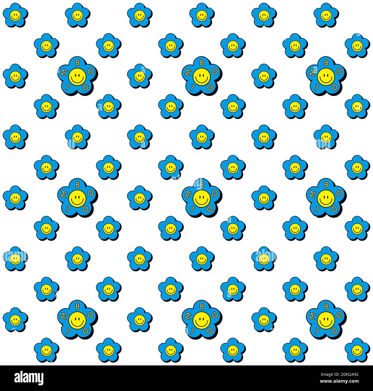 Ein Smiley Symbol Muster Hintergrund Illustration mit einem netten Ausdruck. Stockfoto