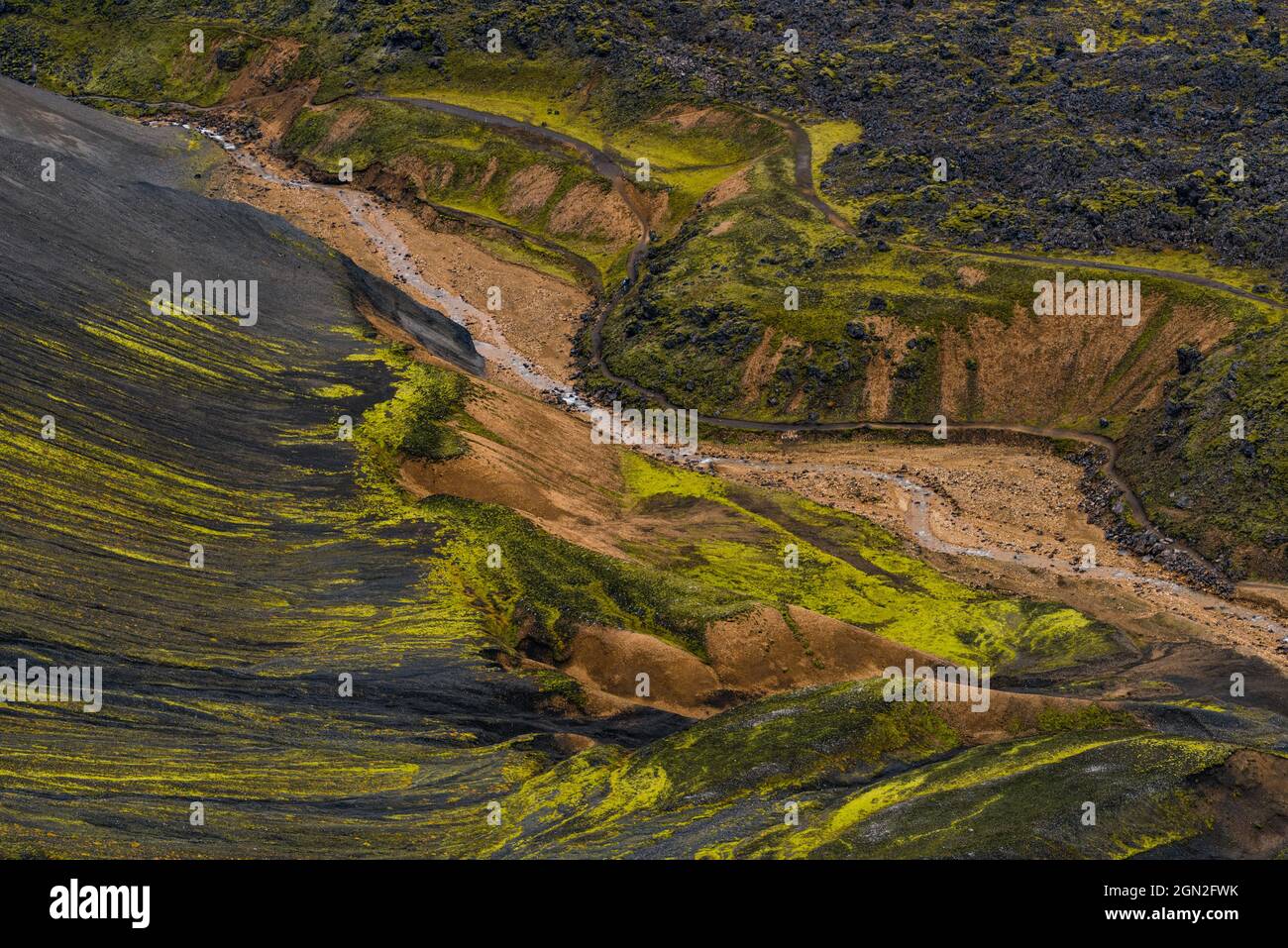 ISLAND, LANDMANNALAUGAR, MONDLANDSCHAFT IN ISLAND Stockfoto