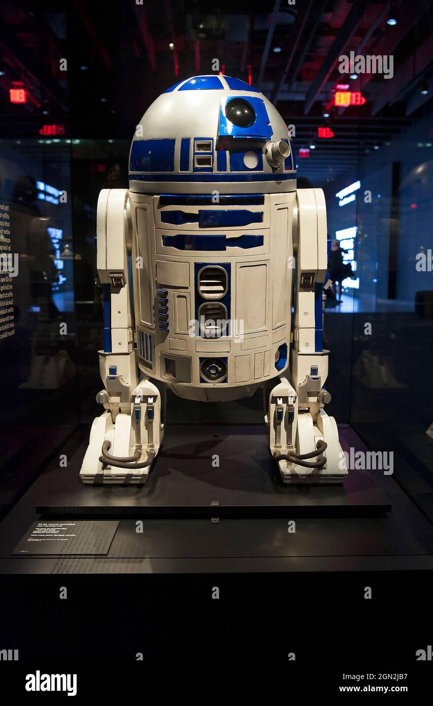 R2-D2-Figur im Academy Museum of Motion Picturs, Los Angeles, Kalifornien Stockfoto