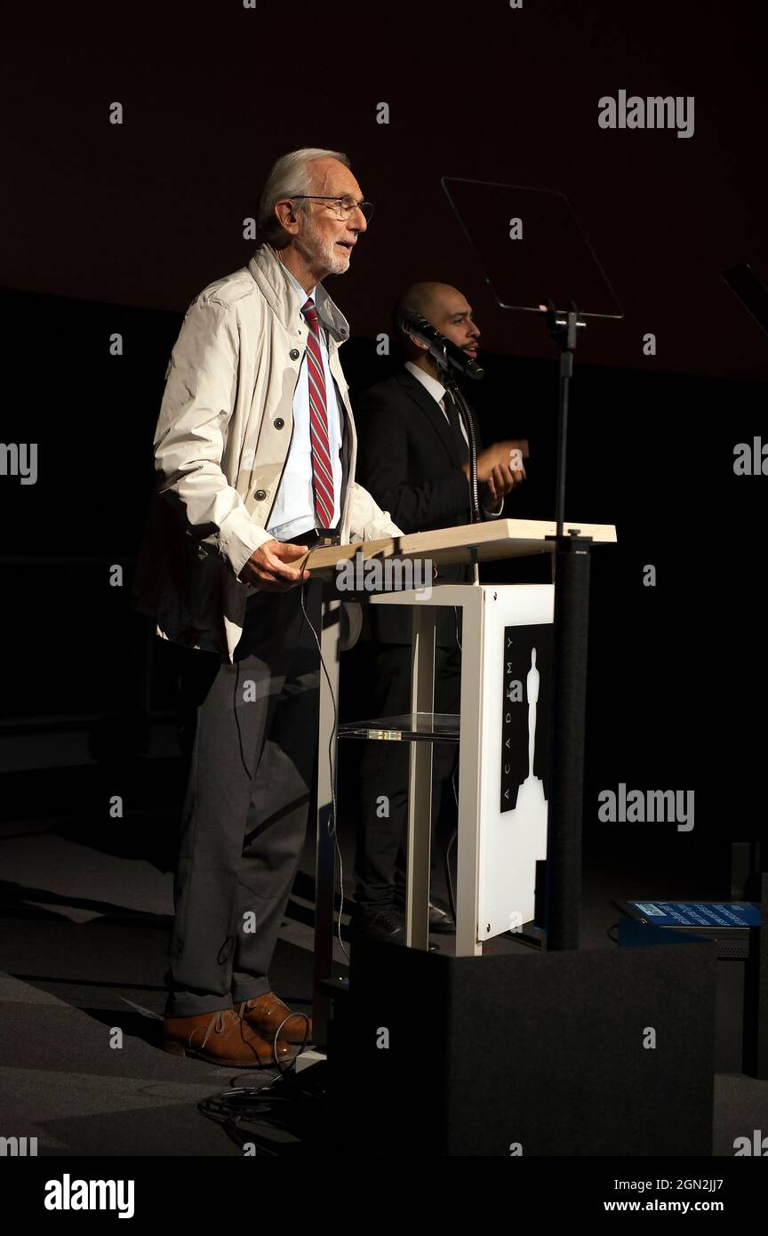 Architekt Renzo Piano spricht im Academy Museum of Motion Pictures, Los Angeles, Kalifornien Stockfoto