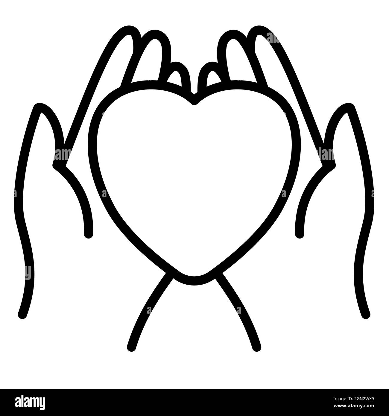 Self Care mit Liebe Herz einzelne isolierte Symbol mit Umriss Stil Vektor Illustration Stockfoto
