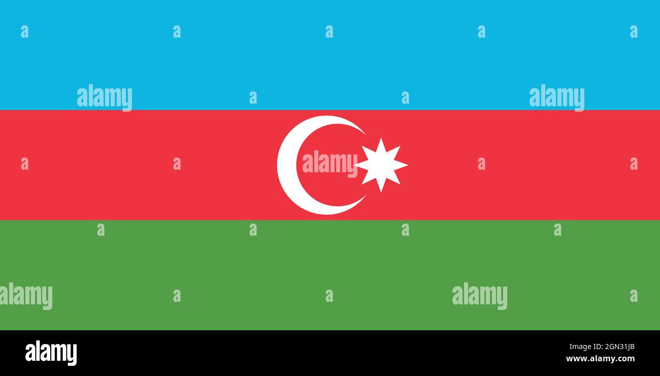 Nationalflagge der Republik Aserbaidschan Originalgröße und Farben Vektorgrafik, azerbaycan bayragi oder aserbaidschanische Azeris, Flagge Aserbaidschan Stock Vektor