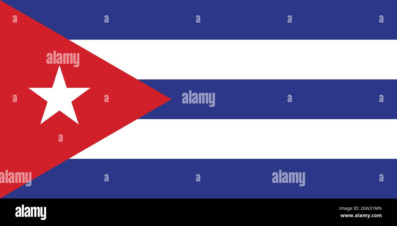 Nationalflagge Kubas Originalgröße und Farben Vektordarstellung, Bandera de Cuba oder Estrella Solitaria und Lone Star Flagge, Flagge der Republik Kuba Stock Vektor