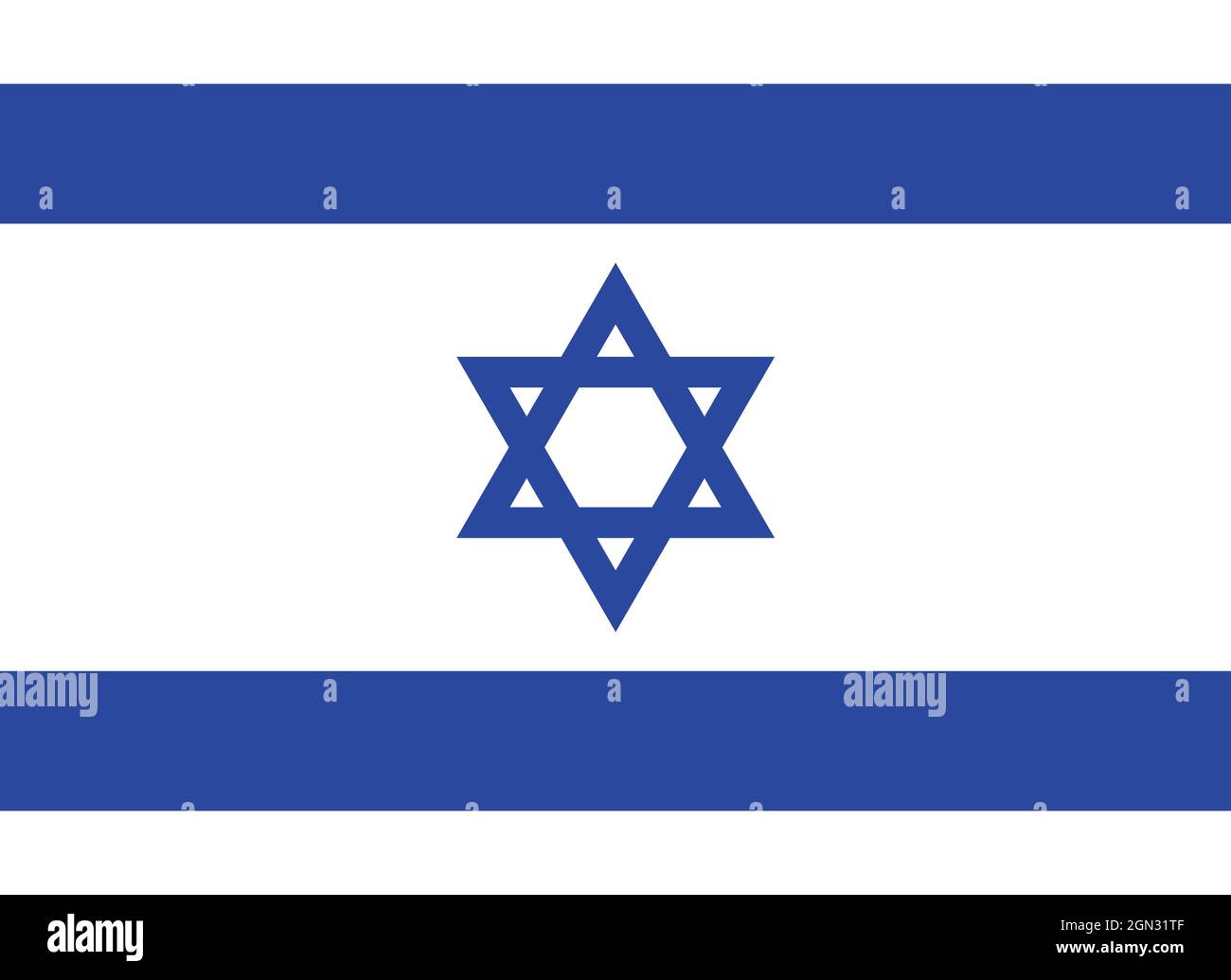 Nationalflagge Israels Originalgröße und Farben Vektorgrafik, Flagge Staat Israel verwendete Davidstern, Flagge Zion oder israelische Flagge Stock Vektor