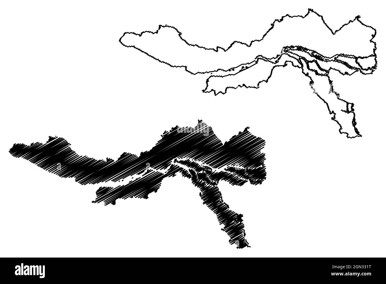 Cuttack District (Odisha State, Republik Indien) Karte Vektorgrafik, Scribble Skizze Cuttack Karte Stock Vektor