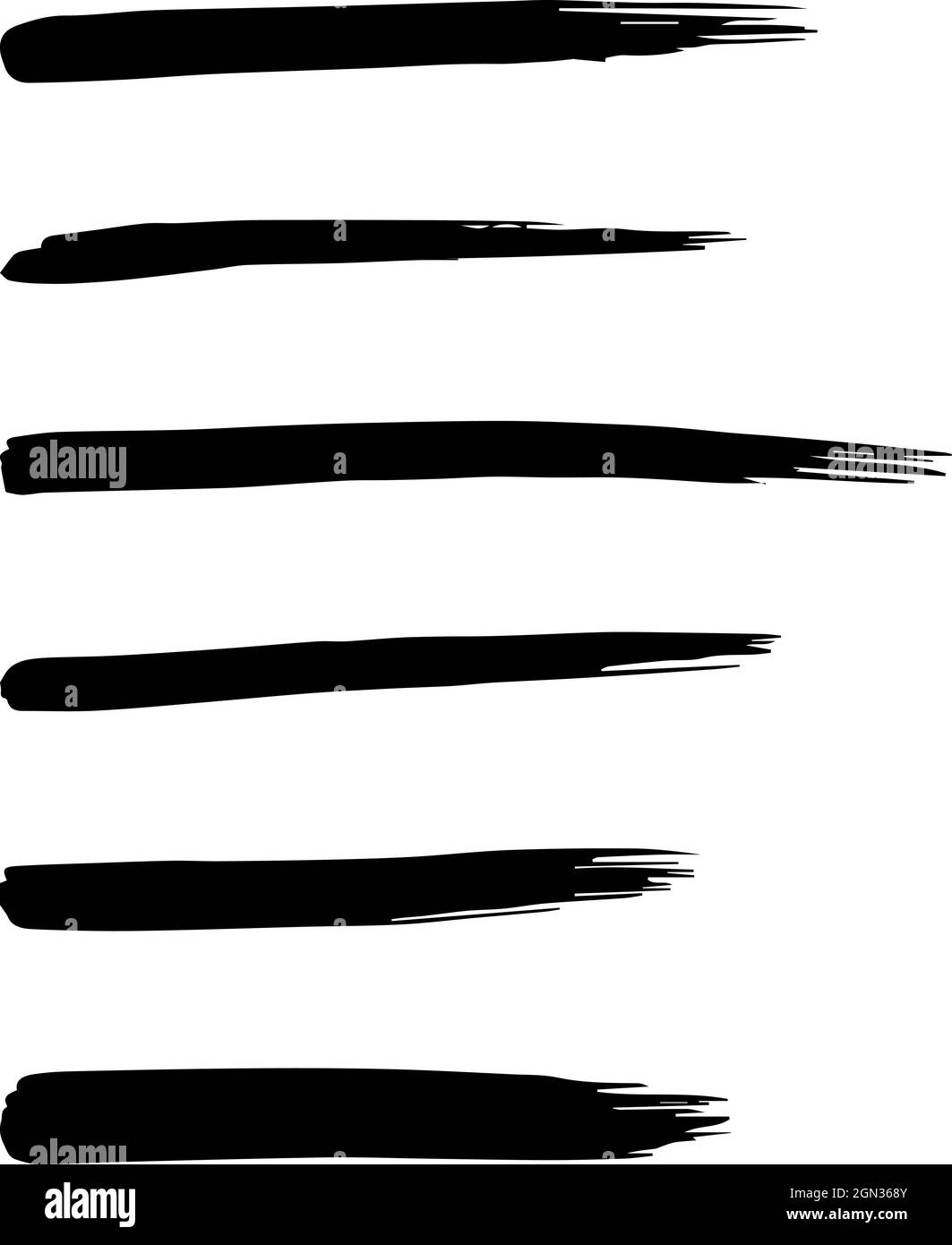 Satz von schwarzer Farbe, Pinselstriche, Pinsel, Linien. Schmutzige Designelemente. Vektorgrafik Stock Vektor