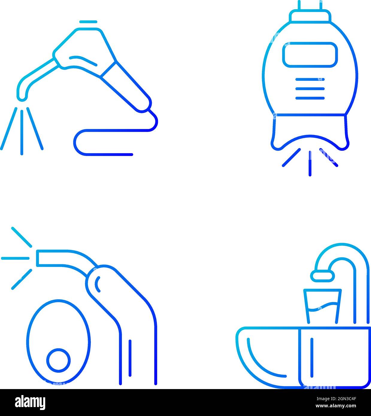 Gehen zum Zahnarzt Gradienten lineare Vektor-Symbole gesetzt Stock Vektor