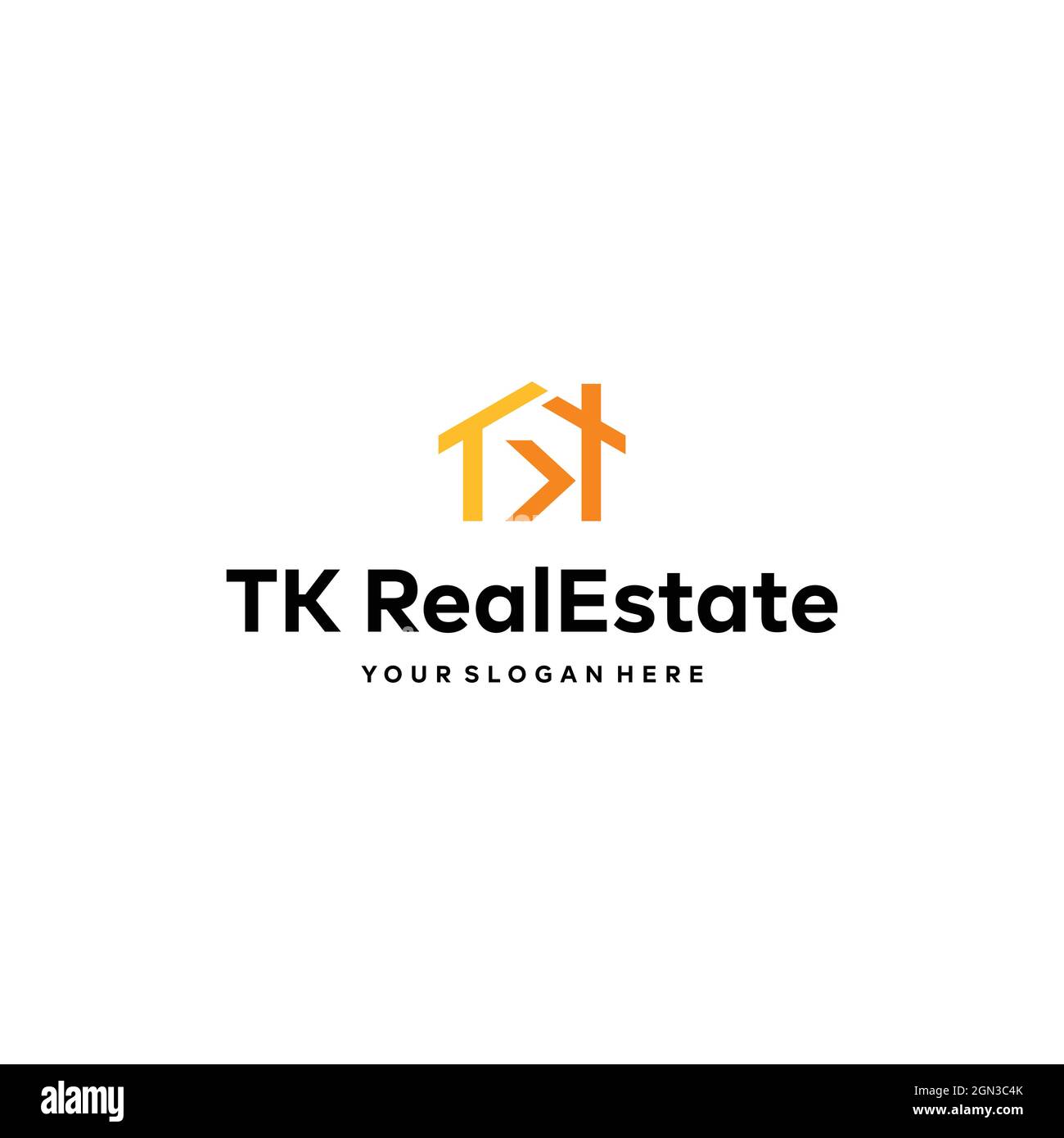 Flacher Briefmarke Initial TK Real Estate Logo Design Stock Vektor