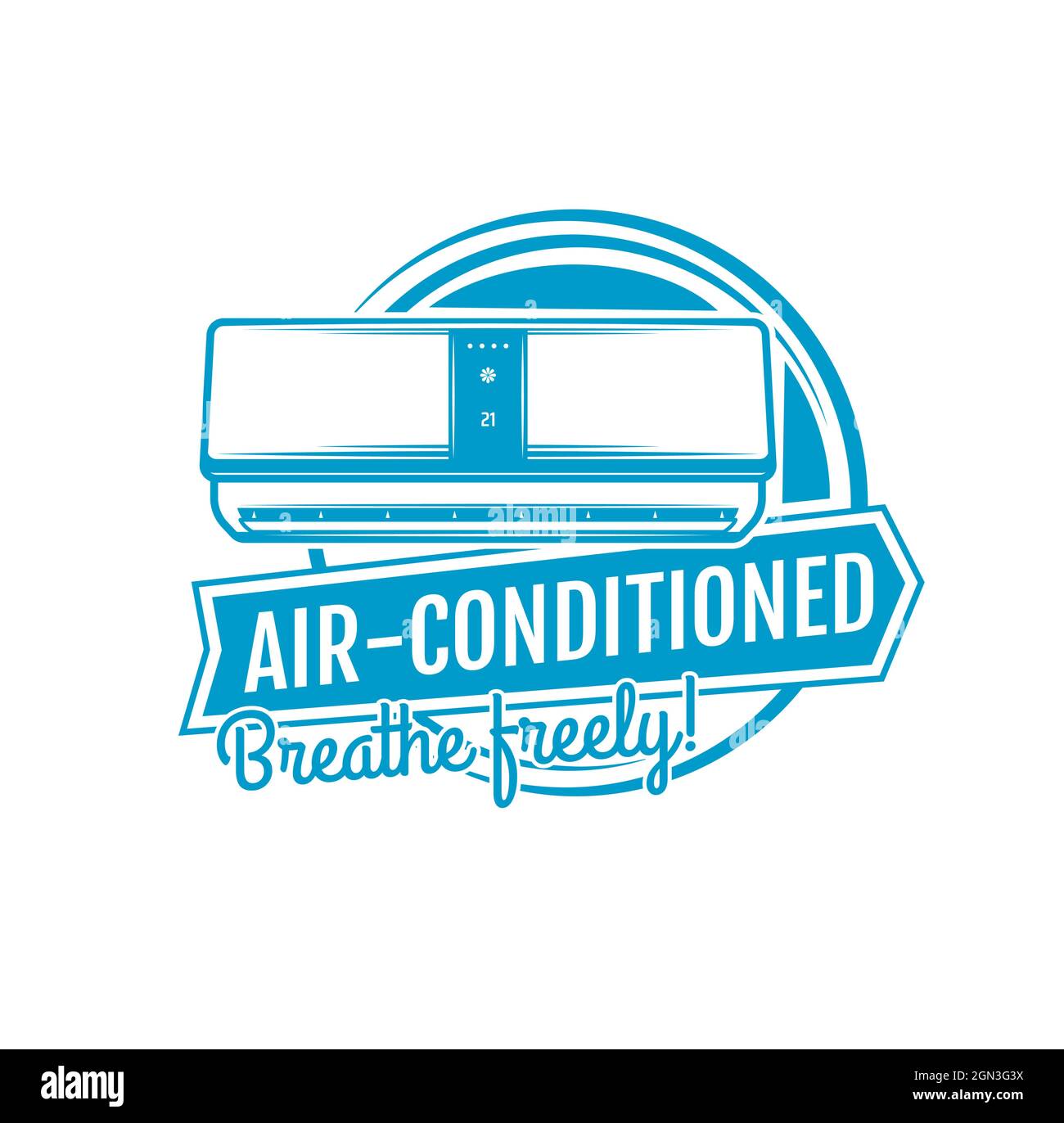 Symbol für Klimaanlage, Haushaltsgeräte für die Klimaregelung und Kühlung, Vektor. Haushaltsklimaanlagen für Haus und Büro, HLK-Split-Systeme und Luftbefeuchter Stock Vektor