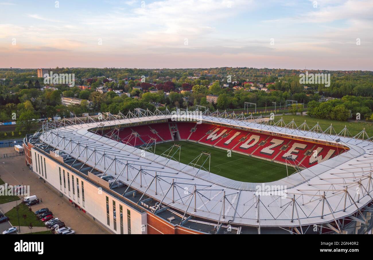 Łódź, Polen - 2021. Mai: Stadion Widzew (Stadtstadion Widzew Łódź) Stockfoto