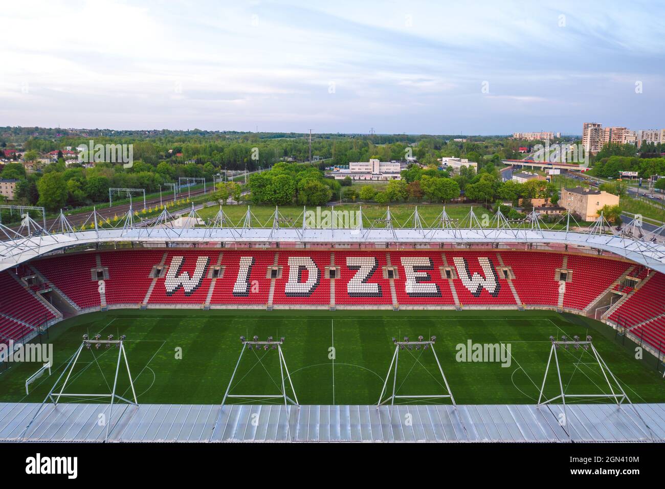 Łódź, Polen - 2021. Mai: Stadion Widzew (Stadtstadion Widzew Łódź) Stockfoto