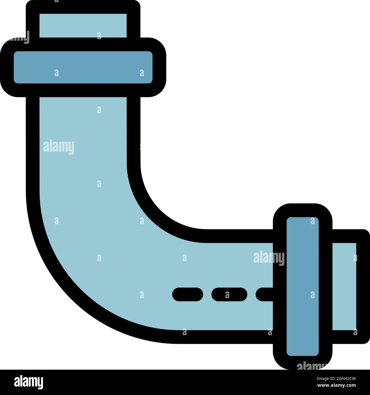 Pipe-Symbol „Curbe“. Kontur Krümmungsrohr Vektor Symbol Farbe flach isoliert Stock Vektor