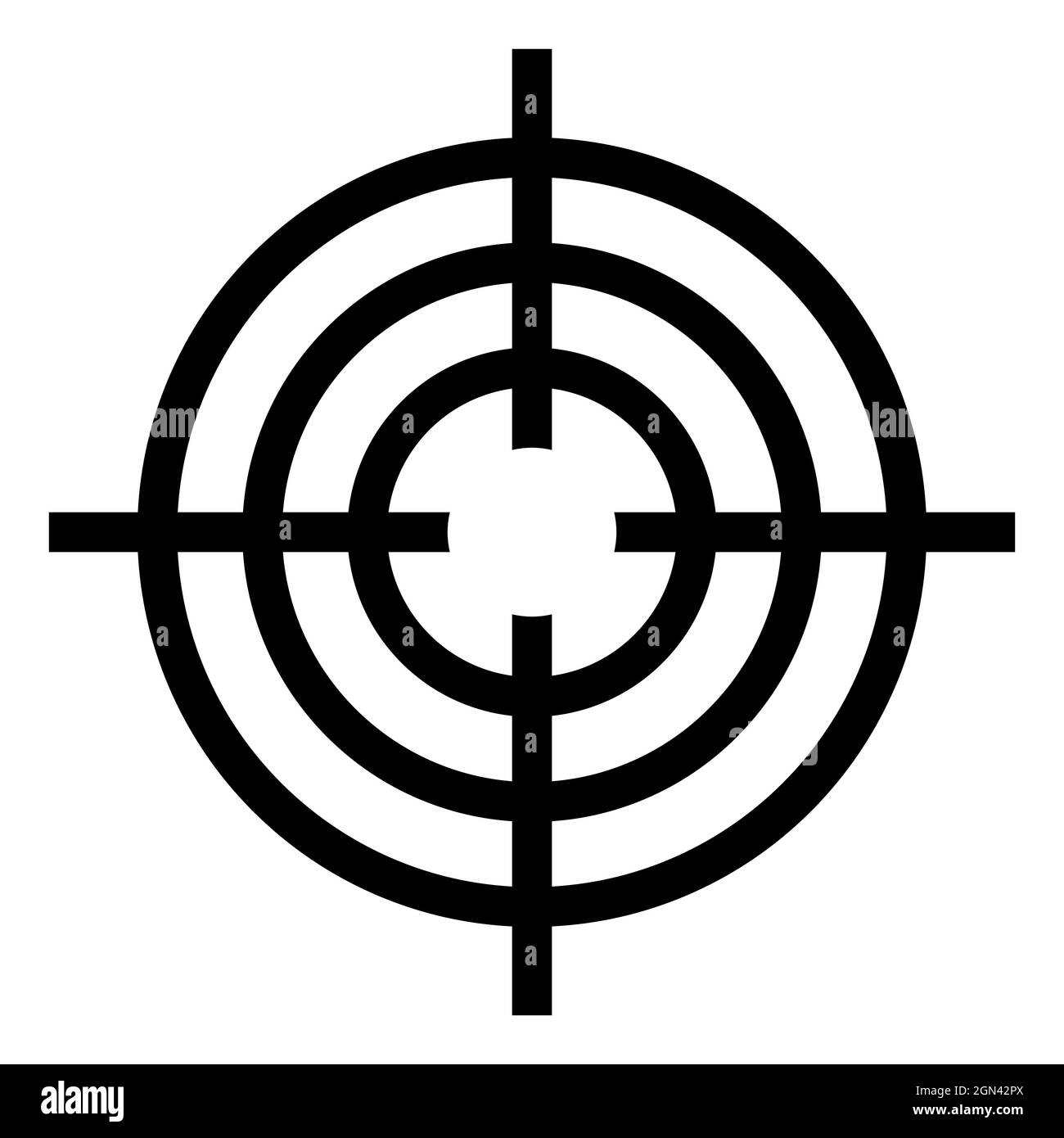 Icon-Sicht für präzise Aufnahmen, Fadenkreuz mit runden Ringen Stock Vektor